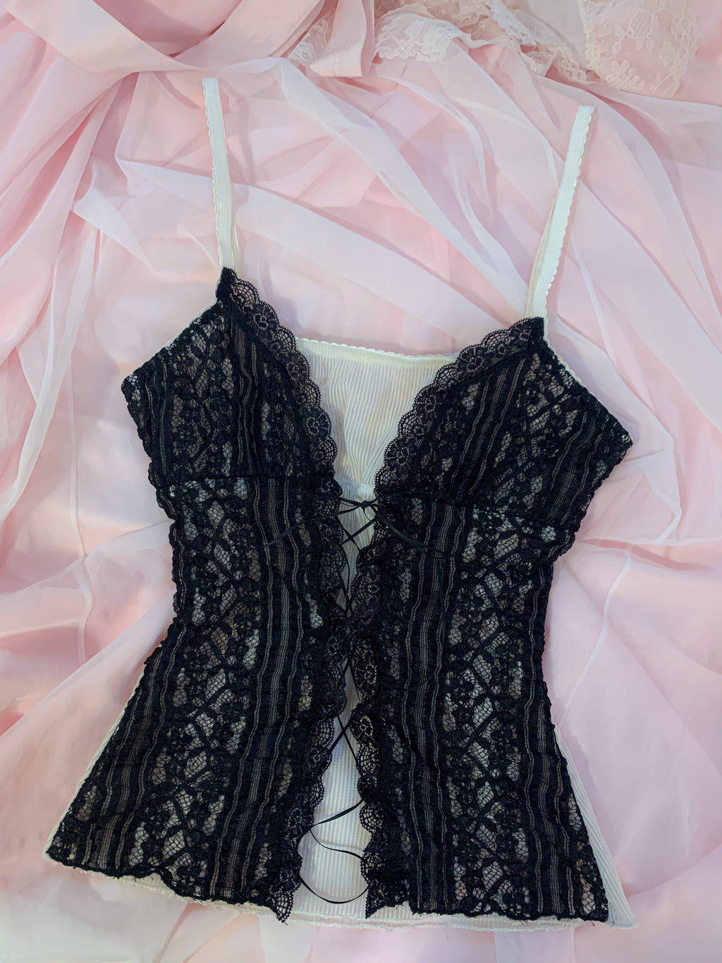Lace up meshh top