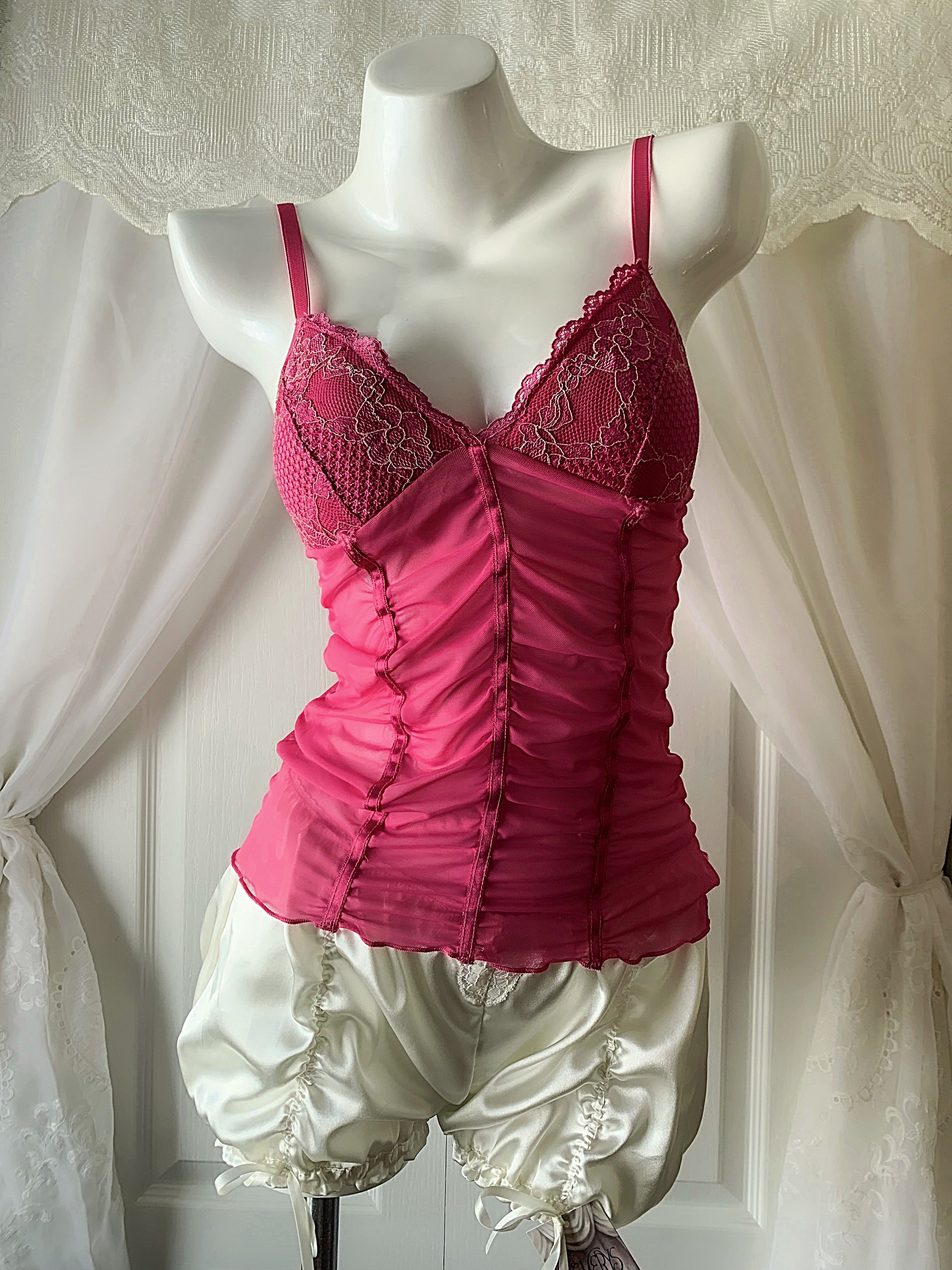 Fushia mesh & lace cami - Second hand