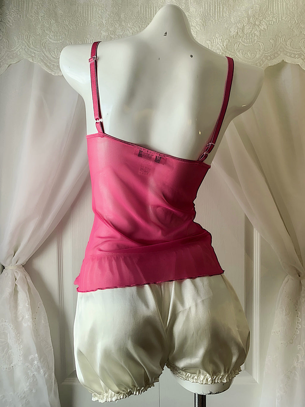 Fushia mesh & lace cami - Second hand